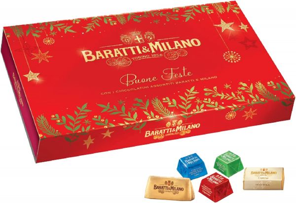 Baratti & Milano CONFEZIONE REGALO FASCIA NATALIZIA NATALE CIOCCOLATINI 250 gr