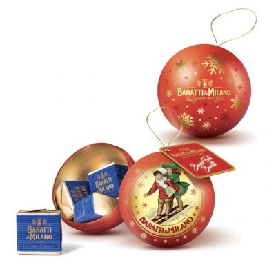 Baratti & Milano Palla di Natale Latta con Praline alla Nocciola - Gr. 42