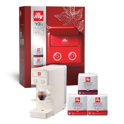 illy Y3.3 Christmas box – macchina da caffè Iperespresso Y3.3 Bianca + 3 confezioni di capsule