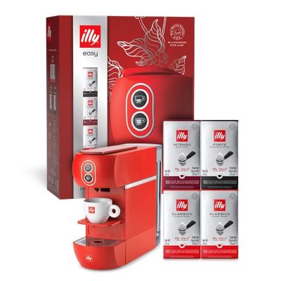 illy EASY CHRISTMAS BOX – MACCHINA DA CAFFÈ EASY ROSSA A CIALDE E.S.E. + 4 CONFEZIONI DI CIALDE