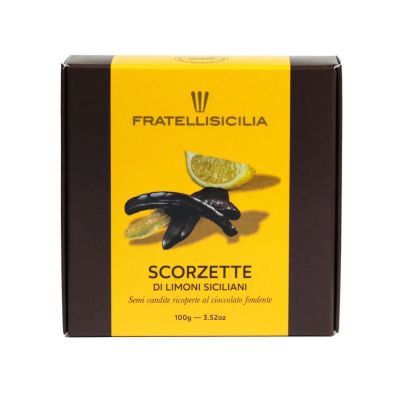 Fratelli Sicilia Scorzette di limoni Sicilia ricoperte di cioccolato fondente 100gr
